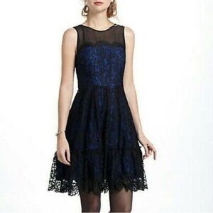 NWT Anthropologie Moulinette Soeurs Sapphire Blue Lace Cocktail Dress Women 6